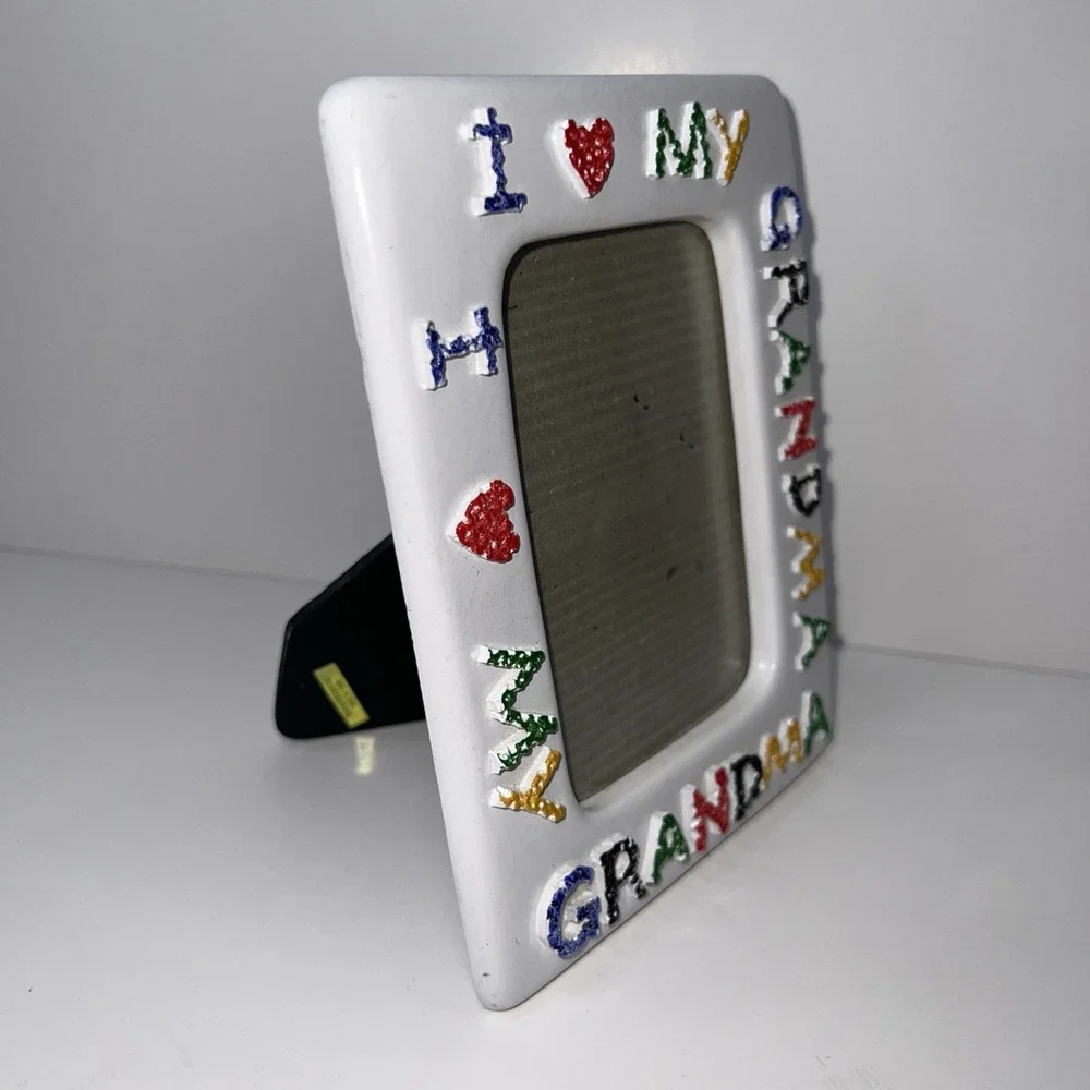 Vintage I Love My Grandma Ceramic Picture Frame Rainbow Mountain Inc 3x4